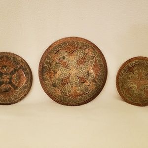 Turkart Copper Wall Plate Decoration, set of 3, ma
